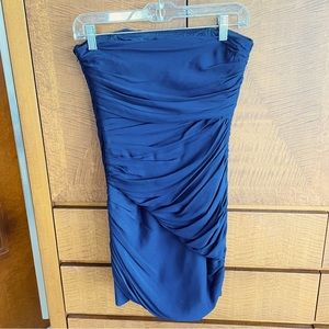 Strapless blue dress